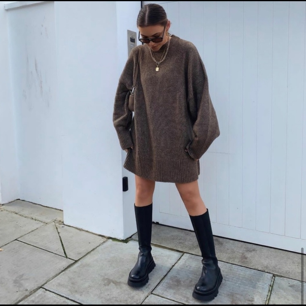 Zara Black Lug Sole Boots NWT - Picture 5 of 16